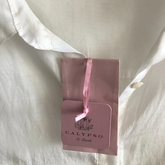 Calypso St. Barth White Sheer Top Kesari Button Down Silk/Cotton Blend XL - Picture 13 of 15